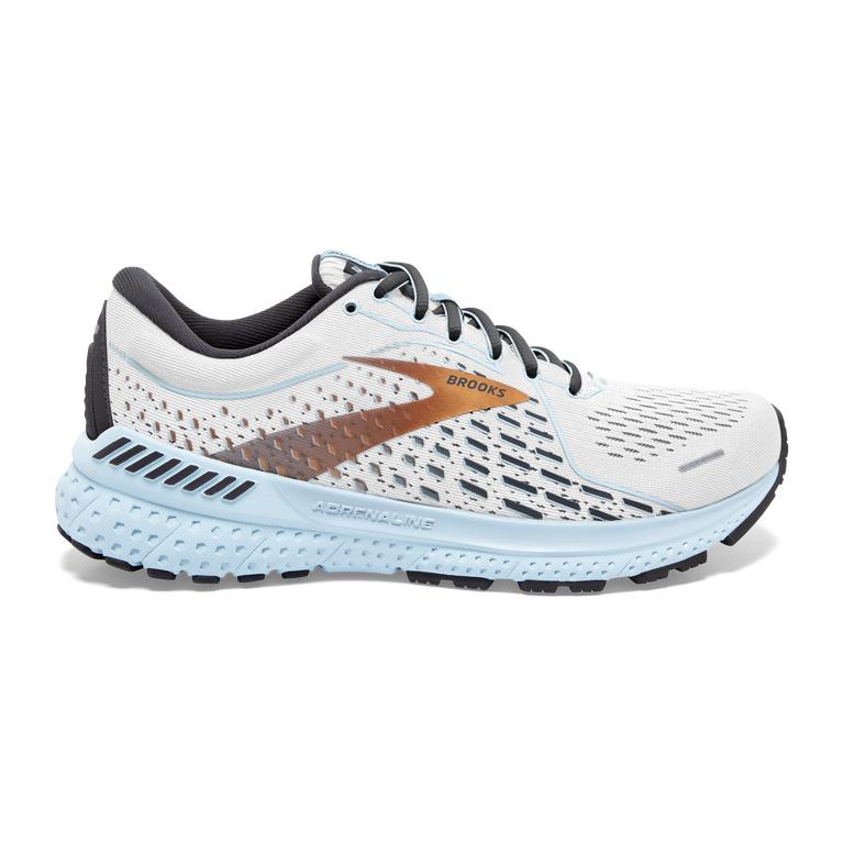 Brooks ADRENALINE GTS 21 Road Running Shoes Womens Online - White/Alloy/Light Blue (UQW896214)